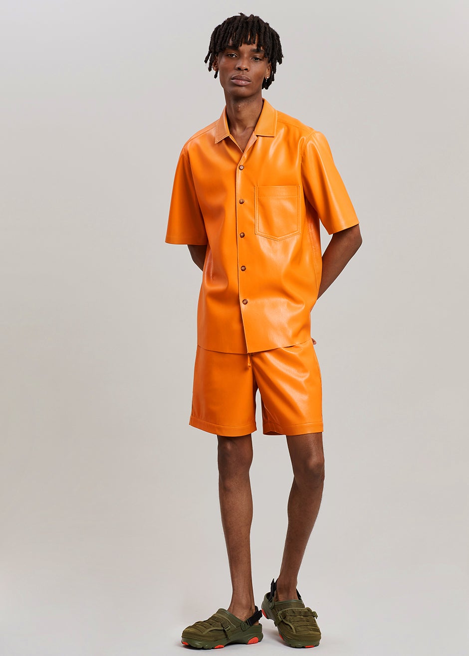 Nanushka Doxxi Vegan Leather Shorts - Orange - 3