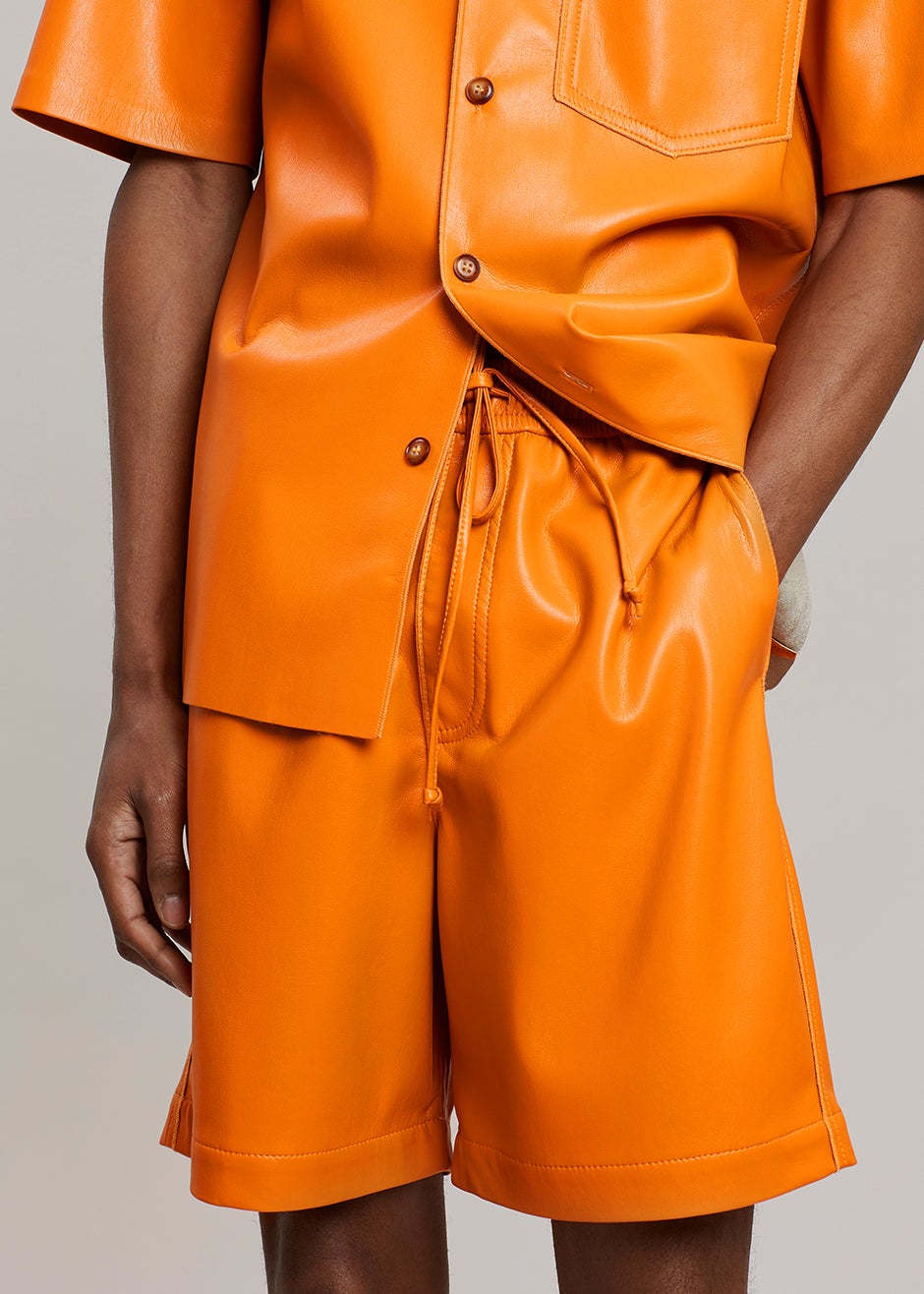 Nanushka Doxxi Vegan Leather Shorts - Orange - 2