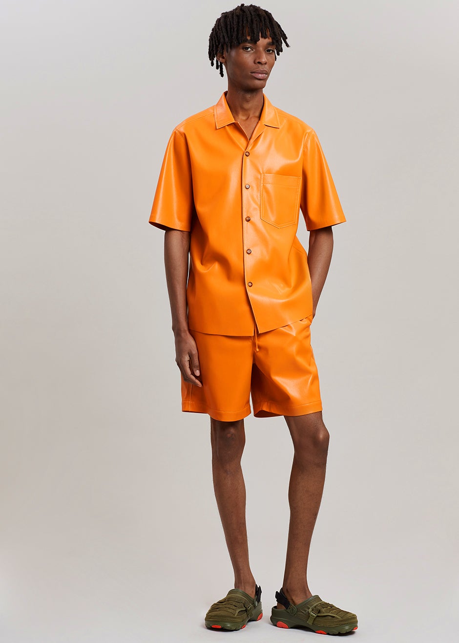Nanushka Doxxi Vegan Leather Shorts - Orange - 1