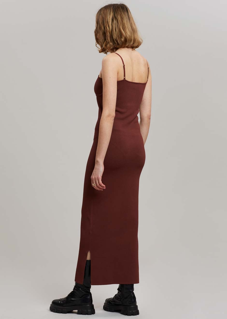 Nanushka Nyoka Midi Dress Brown M