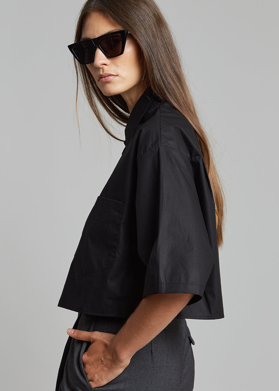 Odem Cropped Shirt - Black - 2
