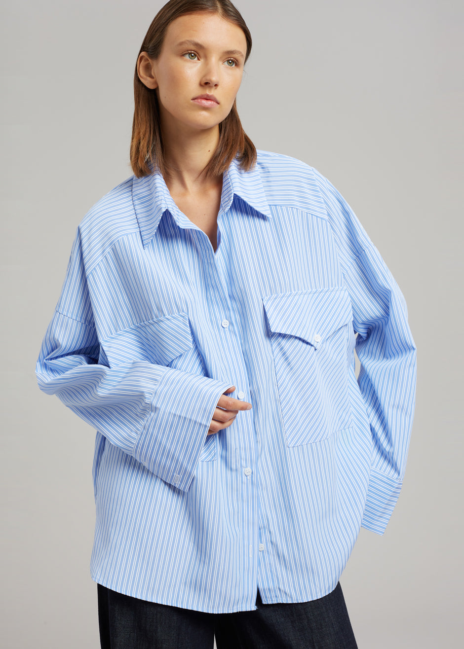 Orson Pocket Shirt - Blue Stripe