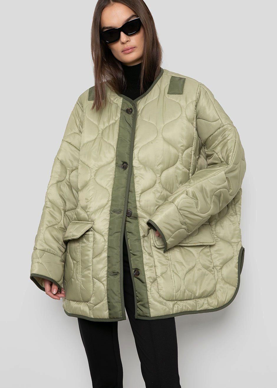 Teddy Quilted Jacket - Moss Green - 2