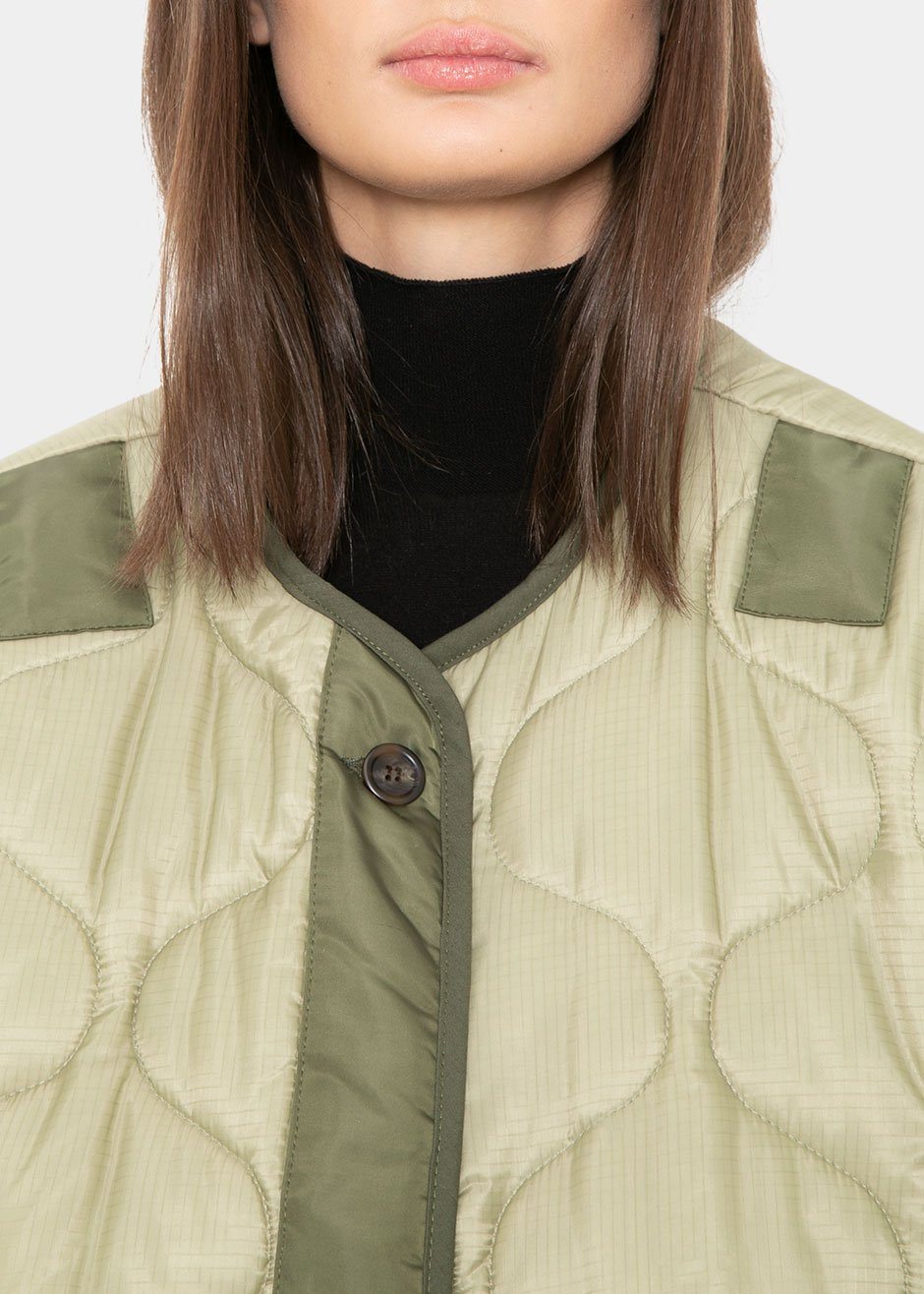 Teddy Quilted Jacket - Moss Green - 3