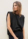 Padded Shoulder Muscle T-Shirt in Black top The Frankie Shop 