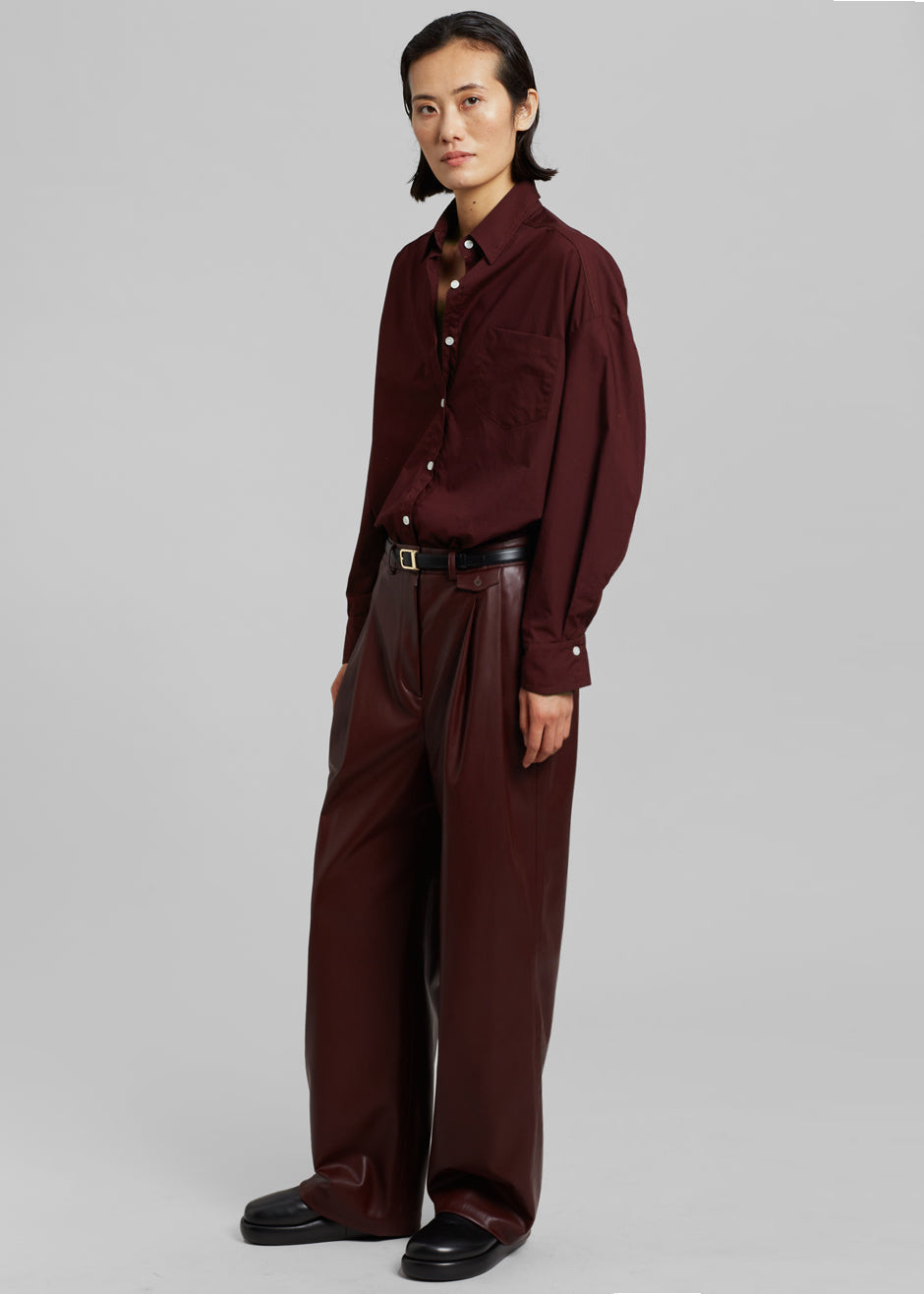 Pernille Faux Leather Pants - Burgundy - 5