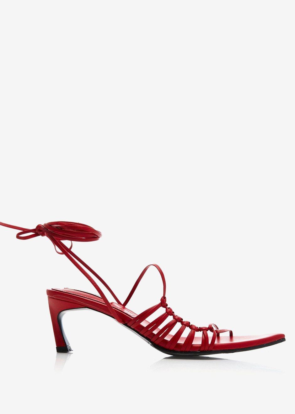 Reike Nen Pointy Lace-Up Sandals - Tomato Red