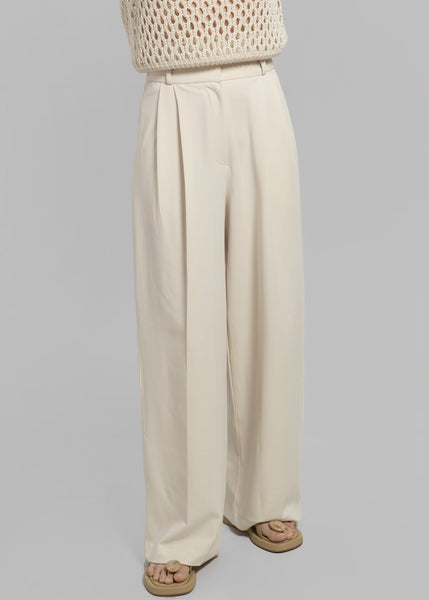 Frankie Shop Pleated Cotton and Linen Pants