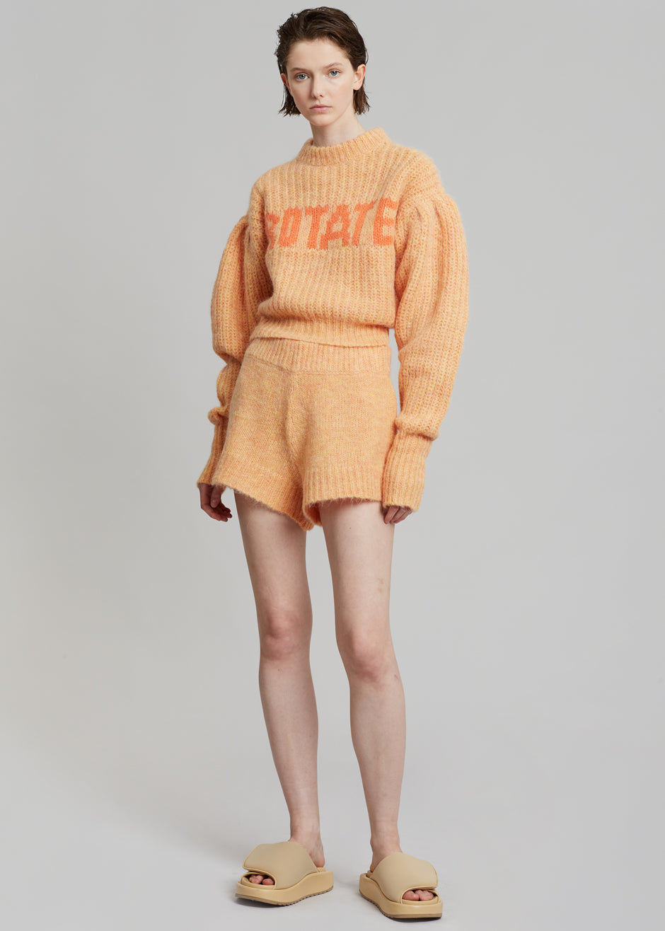 ROTATE Susanna Knit Shorts - Orange Pop - 1