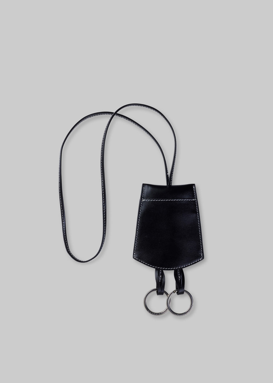 Black Leather Bell Key Holder - Black