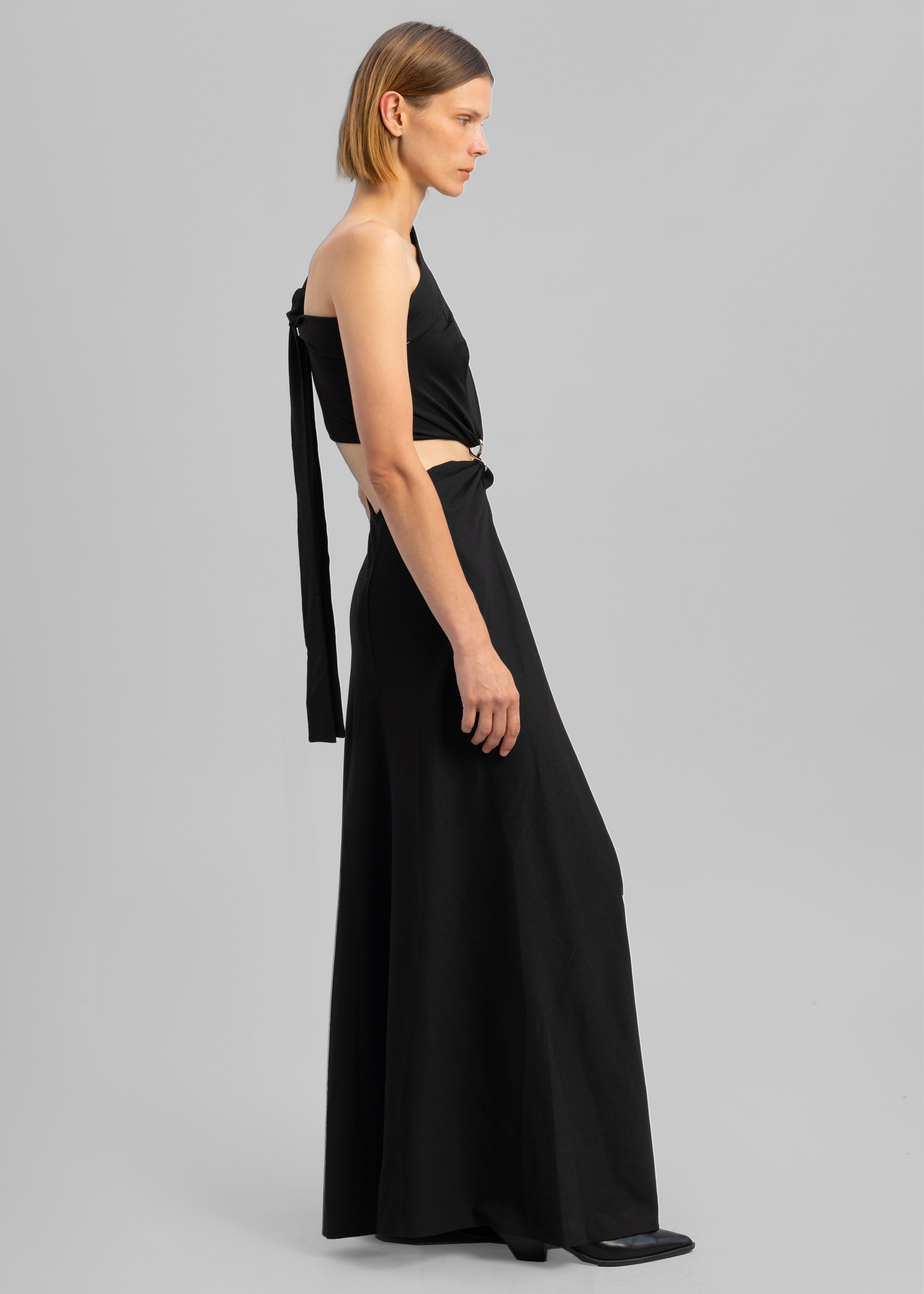 Sid Neigum Knit One-Shoulder Strap Dress W Hardware Detail - Black - 8
