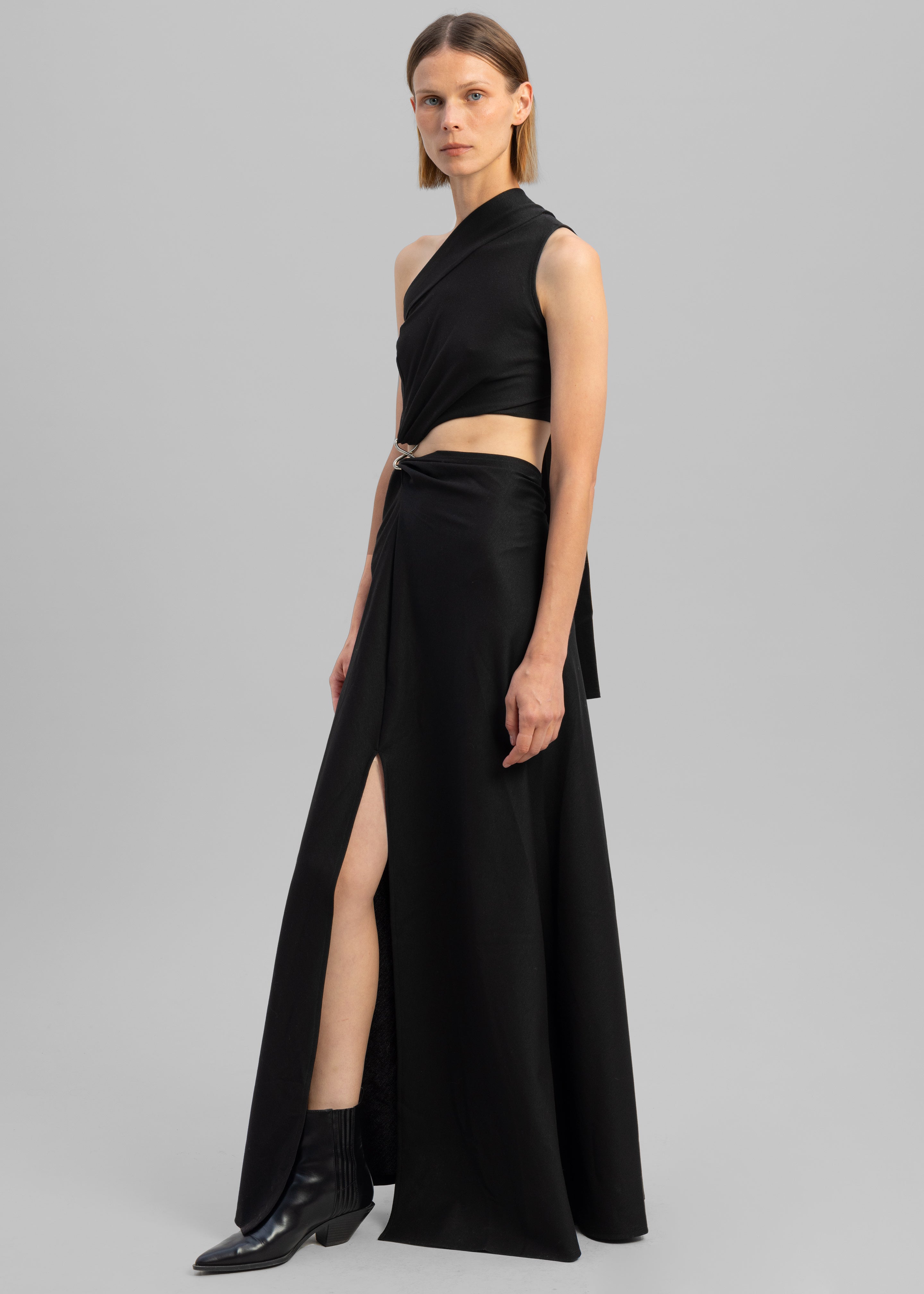 Sid Neigum Knit One-Shoulder Strap Dress W Hardware Detail - Black - 4