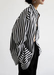 Sylvia Striped Oxford Shirt - Faded Black/White Shirt The Frankie Shop 