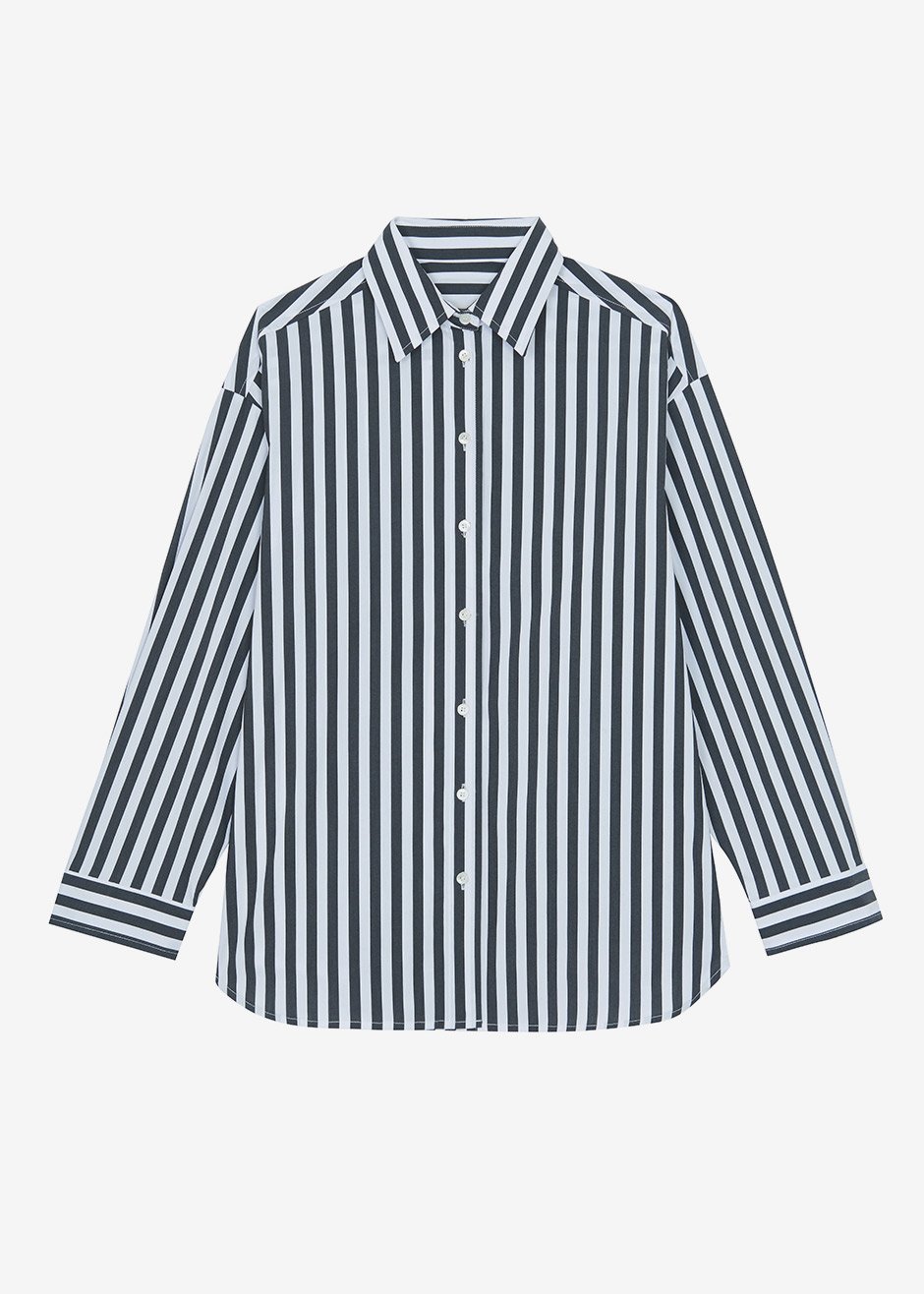 Sylvia Striped Oxford Shirt - Faded Black/White – The Frankie Shop