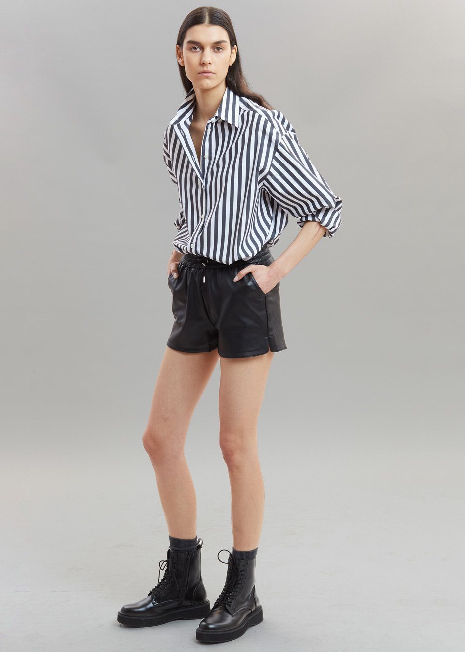 Sylvia Striped Oxford Shirt - Faded Black/White - 3