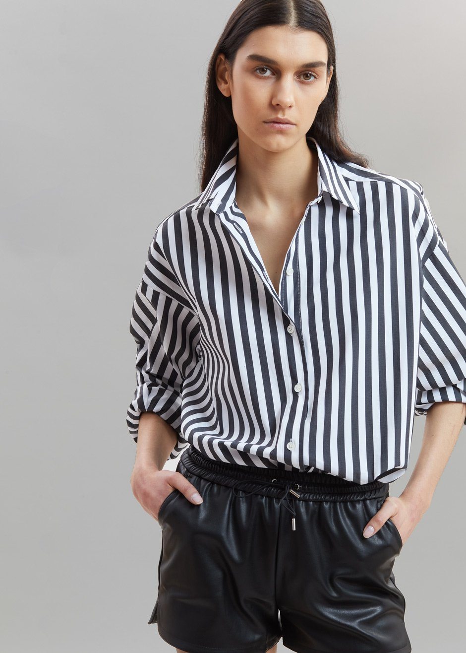 Sylvia Striped Oxford Shirt - Faded Black/White – The Frankie Shop