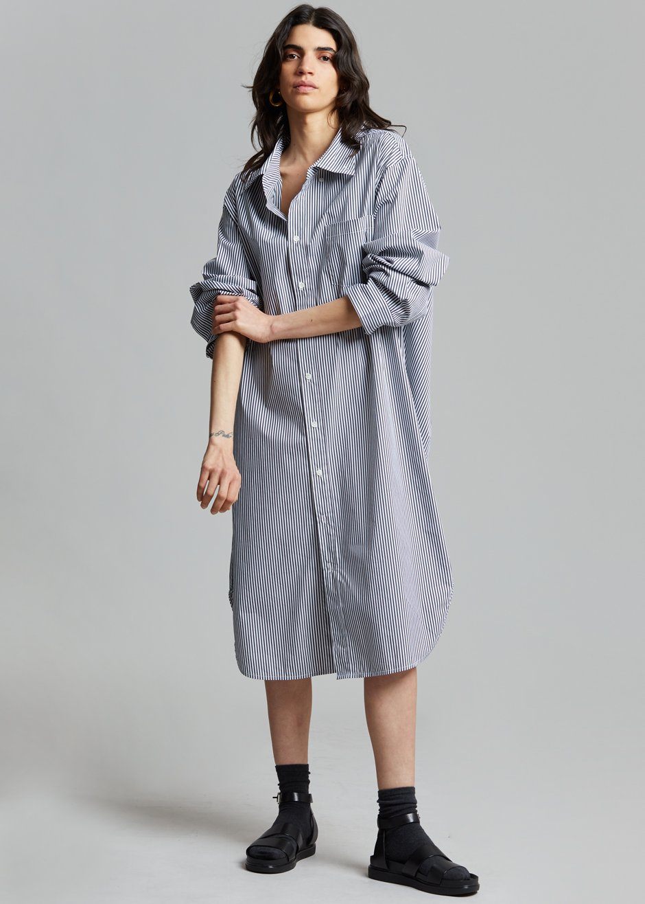 Talia Shirt Dress - Black/White Stripe