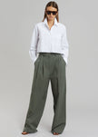 Tansy Cotton Pants - Olive Pants The Frankie Shop 