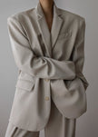 Tansy Oversized Blazer - Beige Blazer The Frankie Shop 