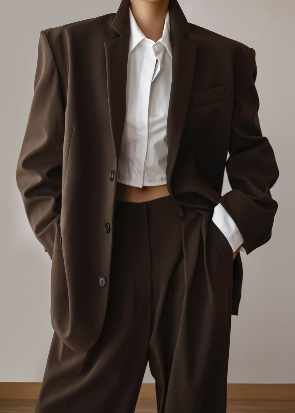 Tansy Oversized Blazer - Chocolate – The Frankie Shop