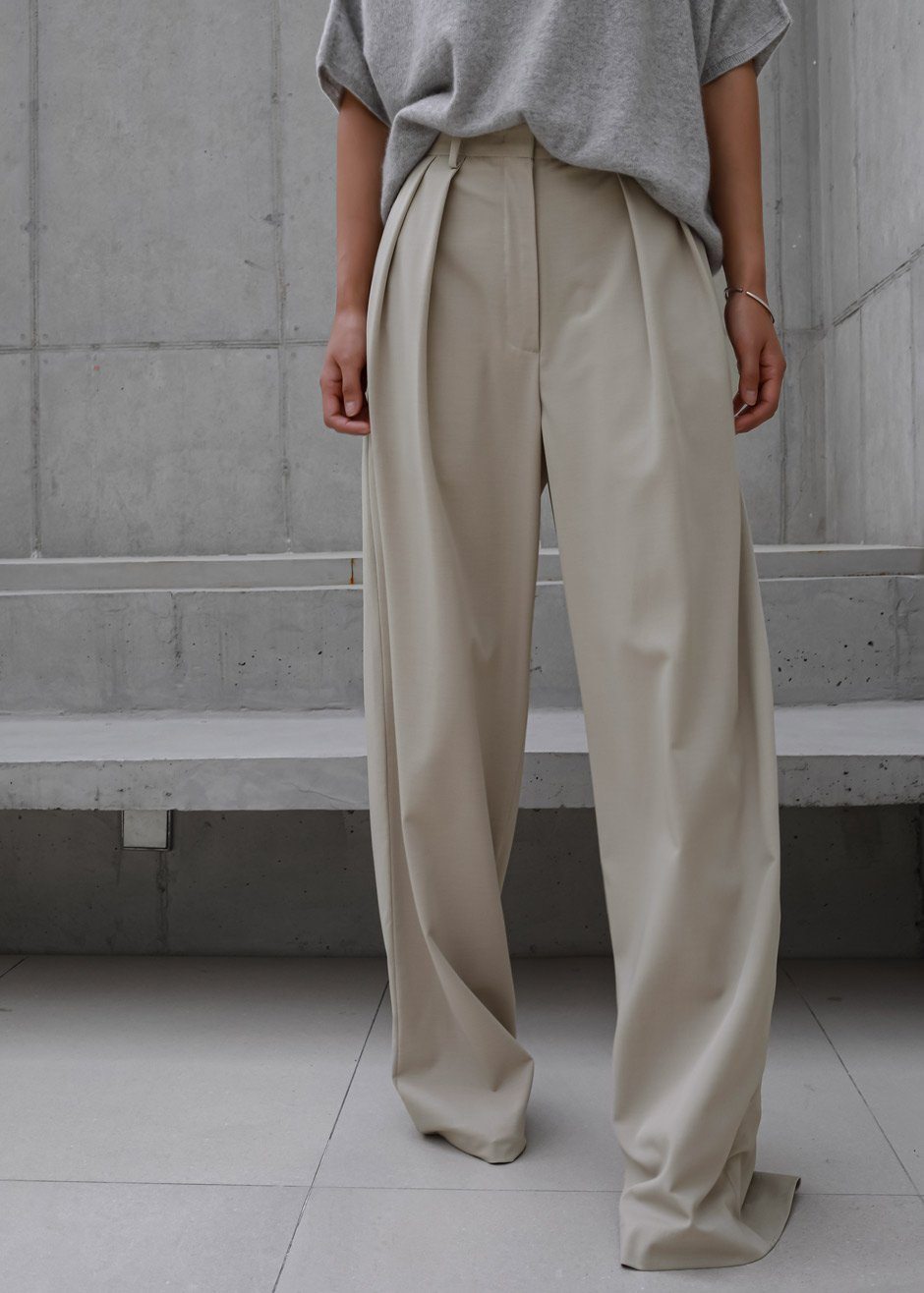 Tansy Pleated Trousers - Beige
