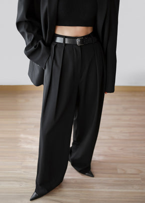 Tansy Pleated Trousers - Black Pants The Frankie Shop 