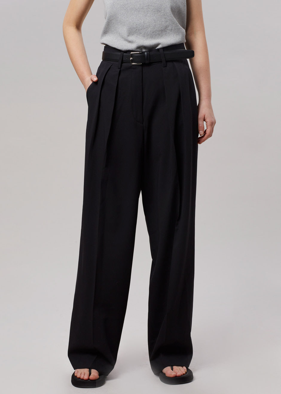 Tansy Pleated Trousers - Black - 4