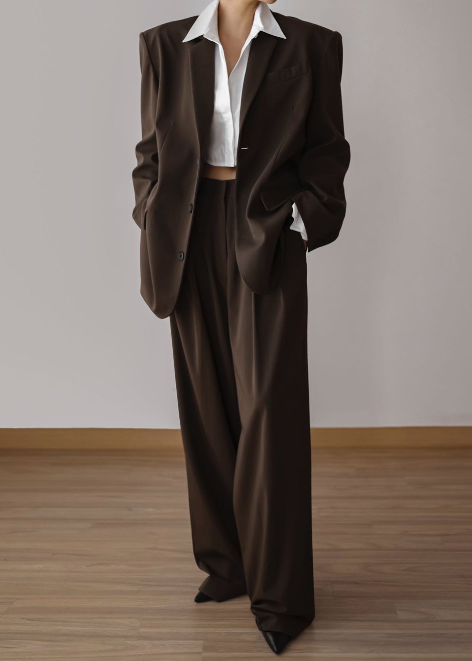 Tansy Pleated Trousers - Chocolate