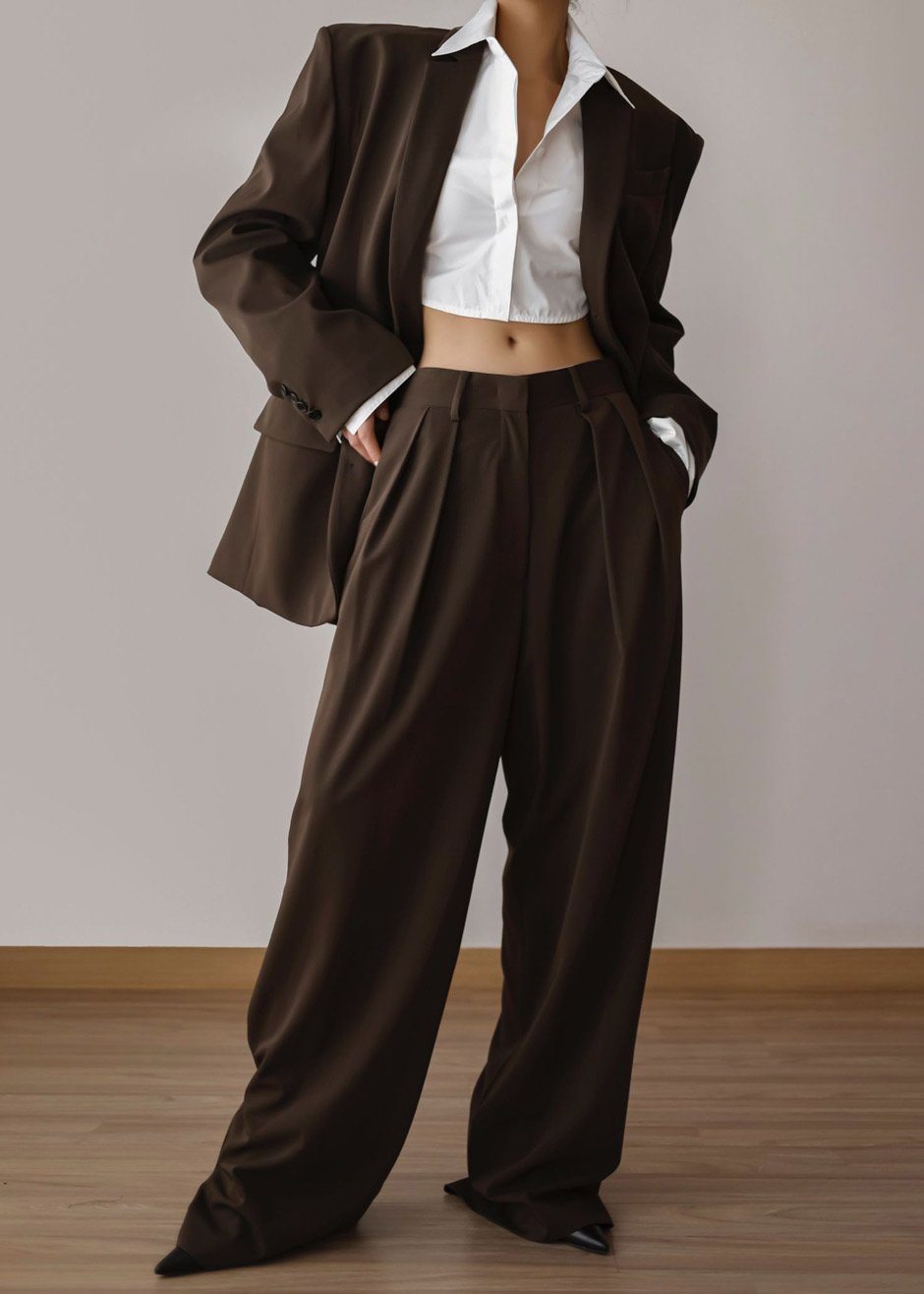 Tansy Pleated Trousers - Chocolate - 4