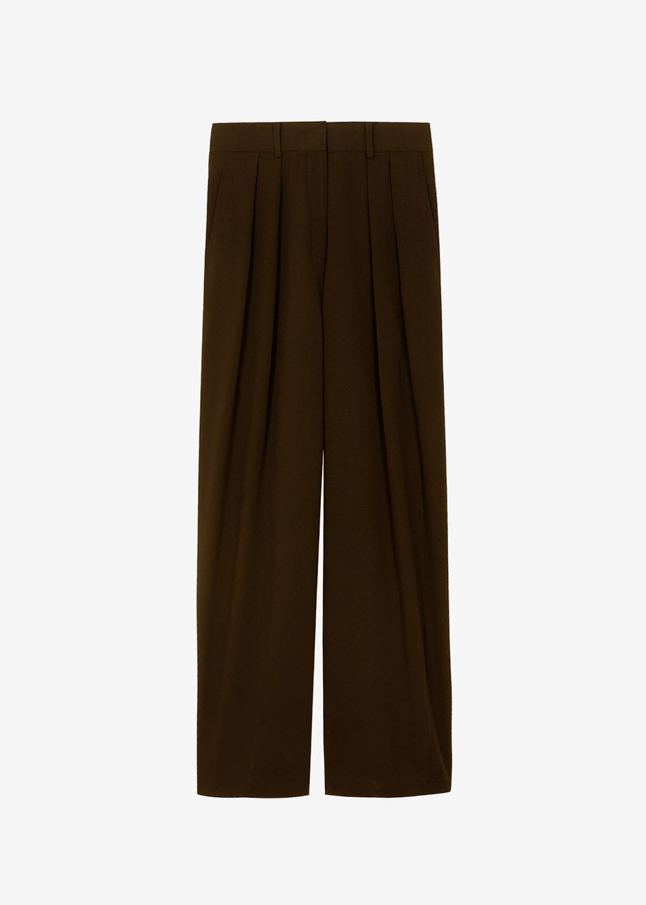 Tansy Pleated Trousers - Chocolate - 14