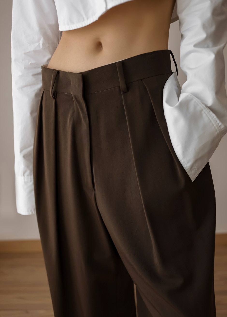 Buy Coffee Brown Color Cotton Trousers for Women | Regular Fit – Naariy