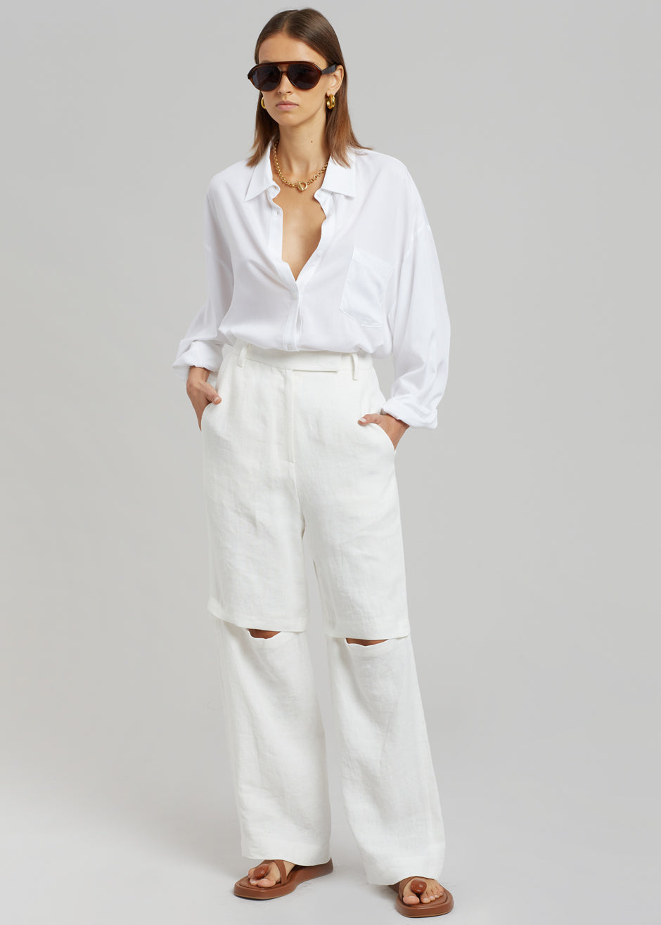Tara Linen Pants - Off White - 1