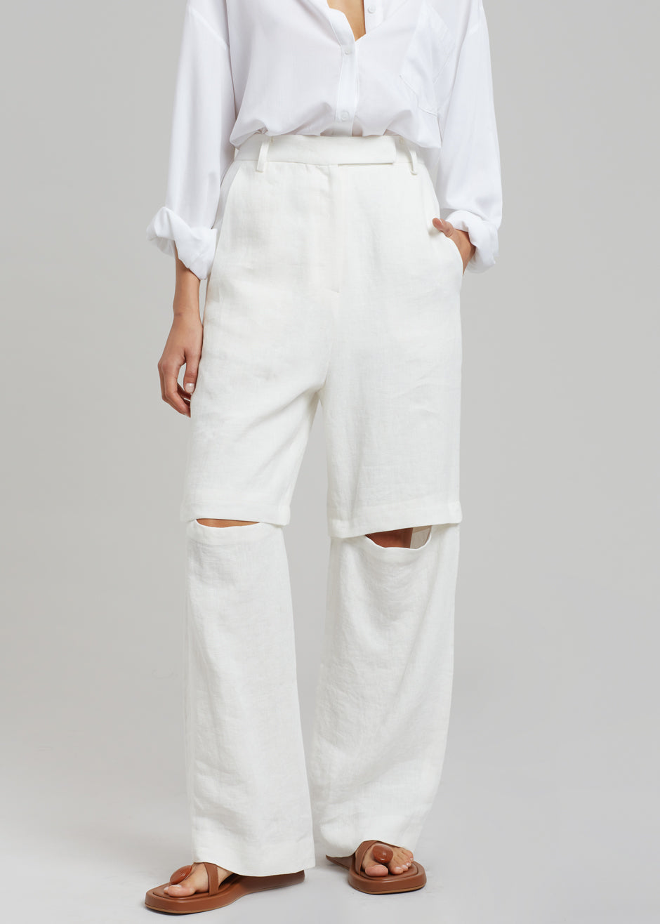 Tara Linen Pants - Off White - 3