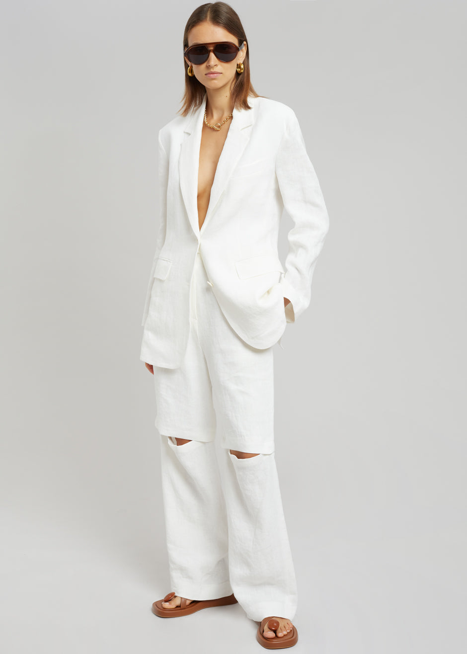 Buy Marks & Spencer Women White Linen Tapered Fit Solid Cropped Peg Trousers  - Trousers for Women 8463821 | Myntra