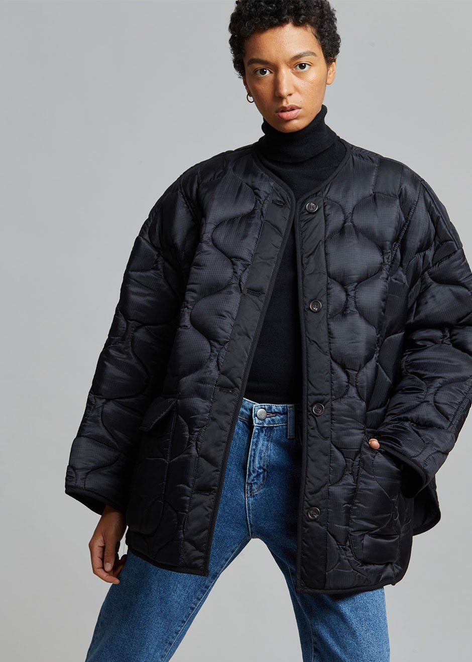 Teddy Quilted Jacket - Black – The Frankie Shop