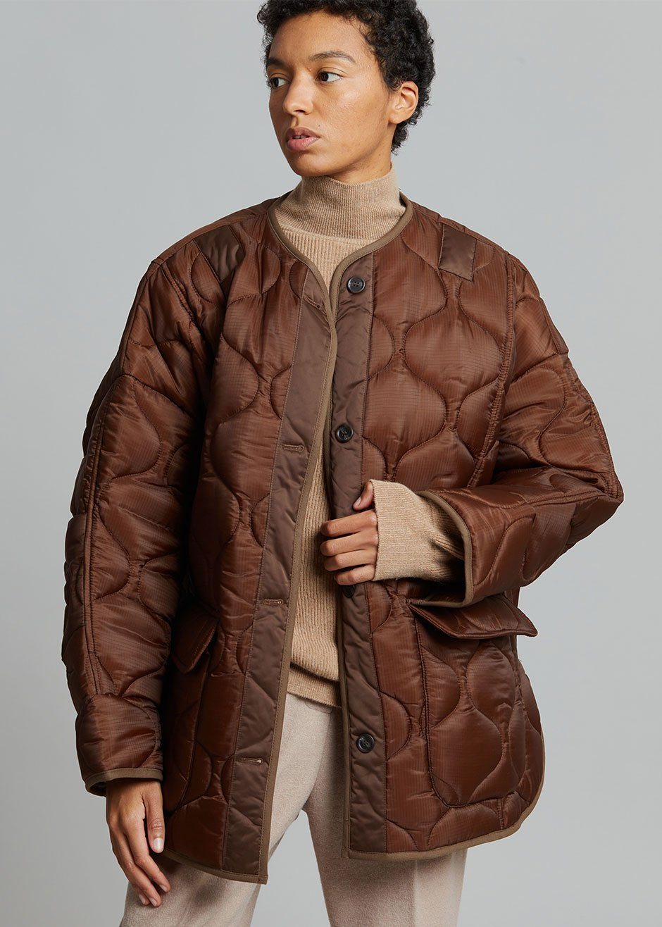 Teddy Quilted Jacket - Chocolate