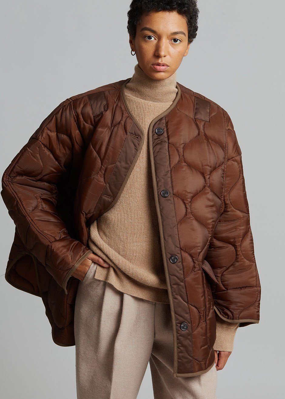 Teddy Quilted Jacket - Chocolate – The Frankie Shop