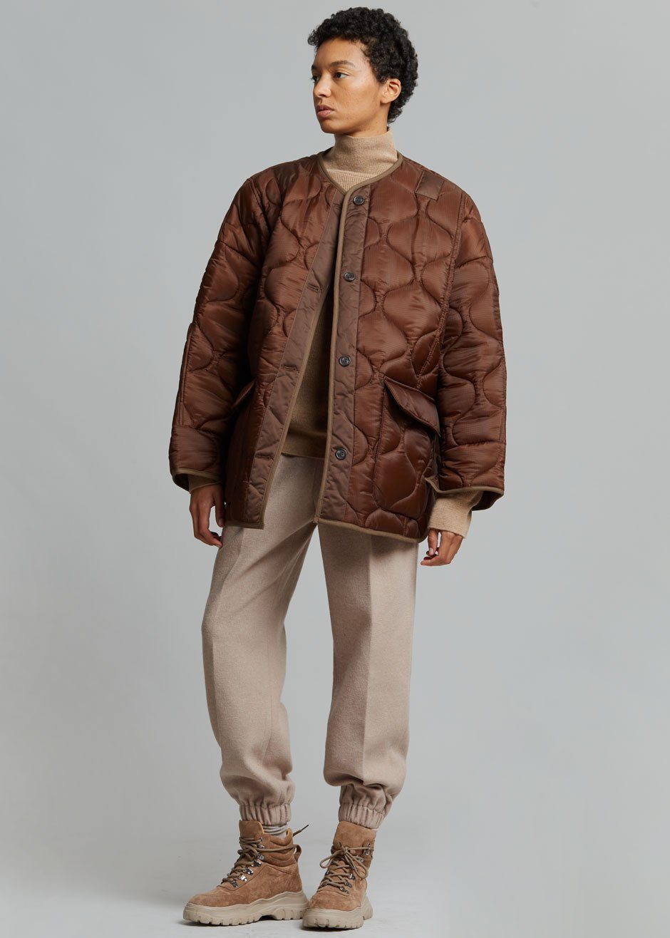 Teddy Quilted Jacket - Chocolate