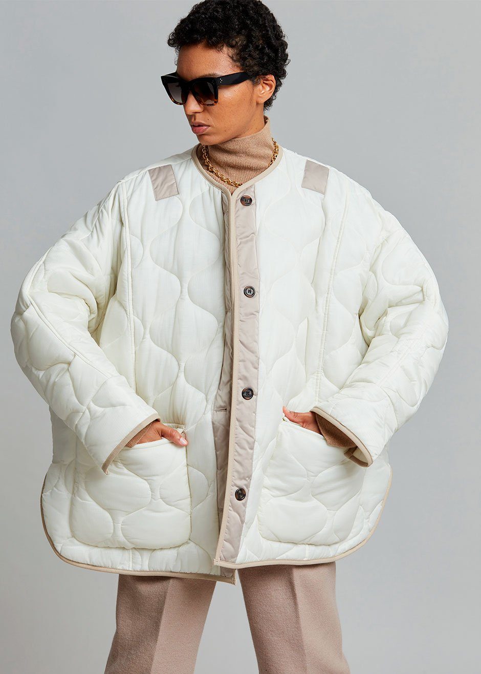 Teddy Quilted Jacket - Ivory/Clay – The Frankie Shop