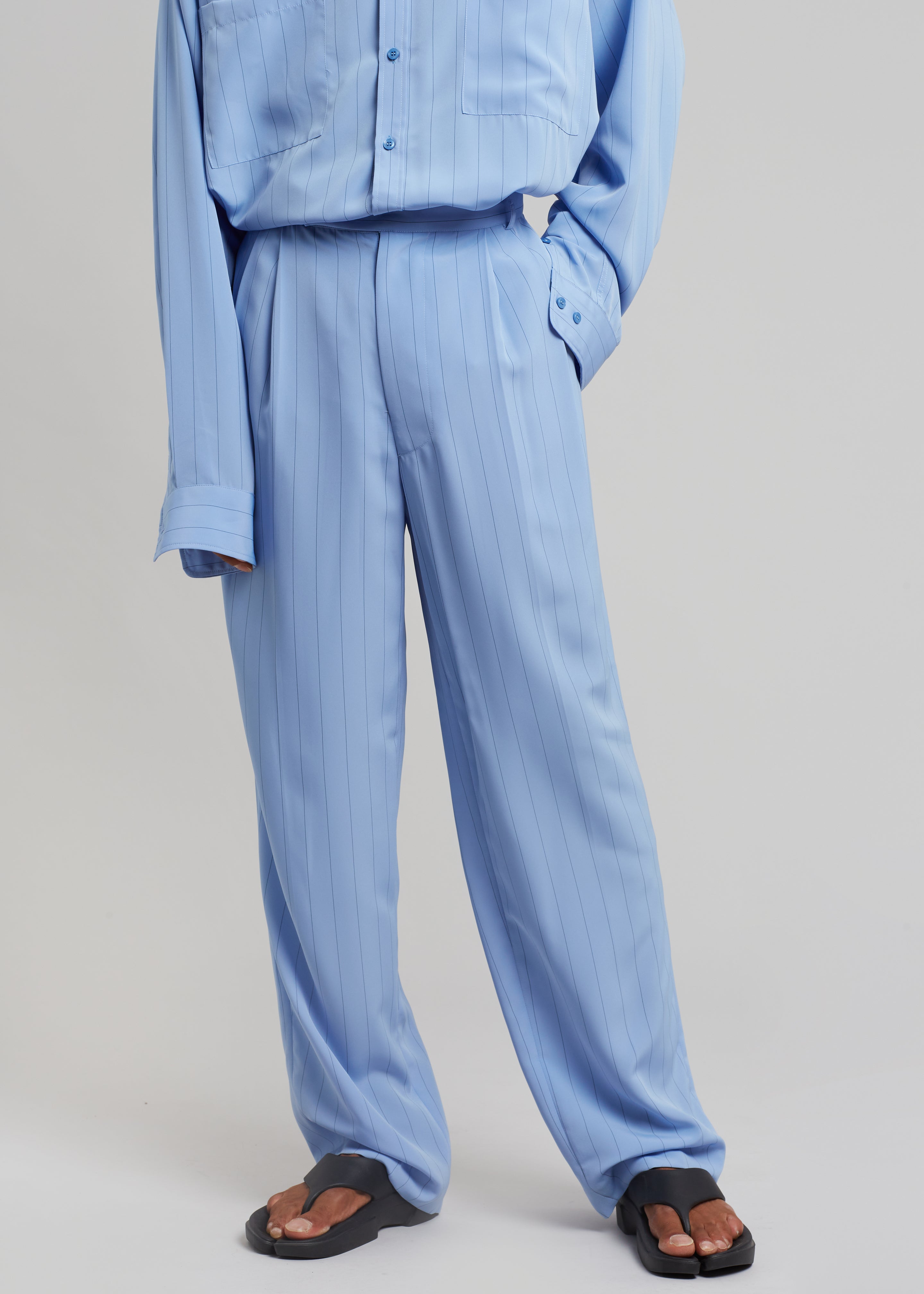 Beo Fluid Stripe Suit Pants - Powder Blue - 2
