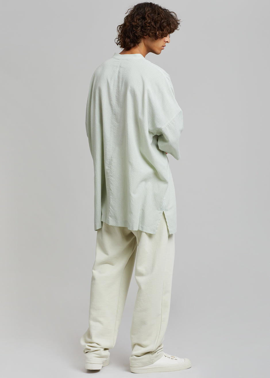 Teo Oversized Collarless Shirt - Light Celadon - 7