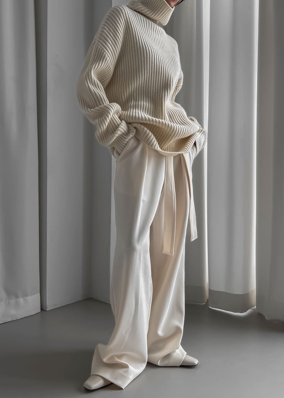 Thelma Ribbed Sweater - Cream - 4