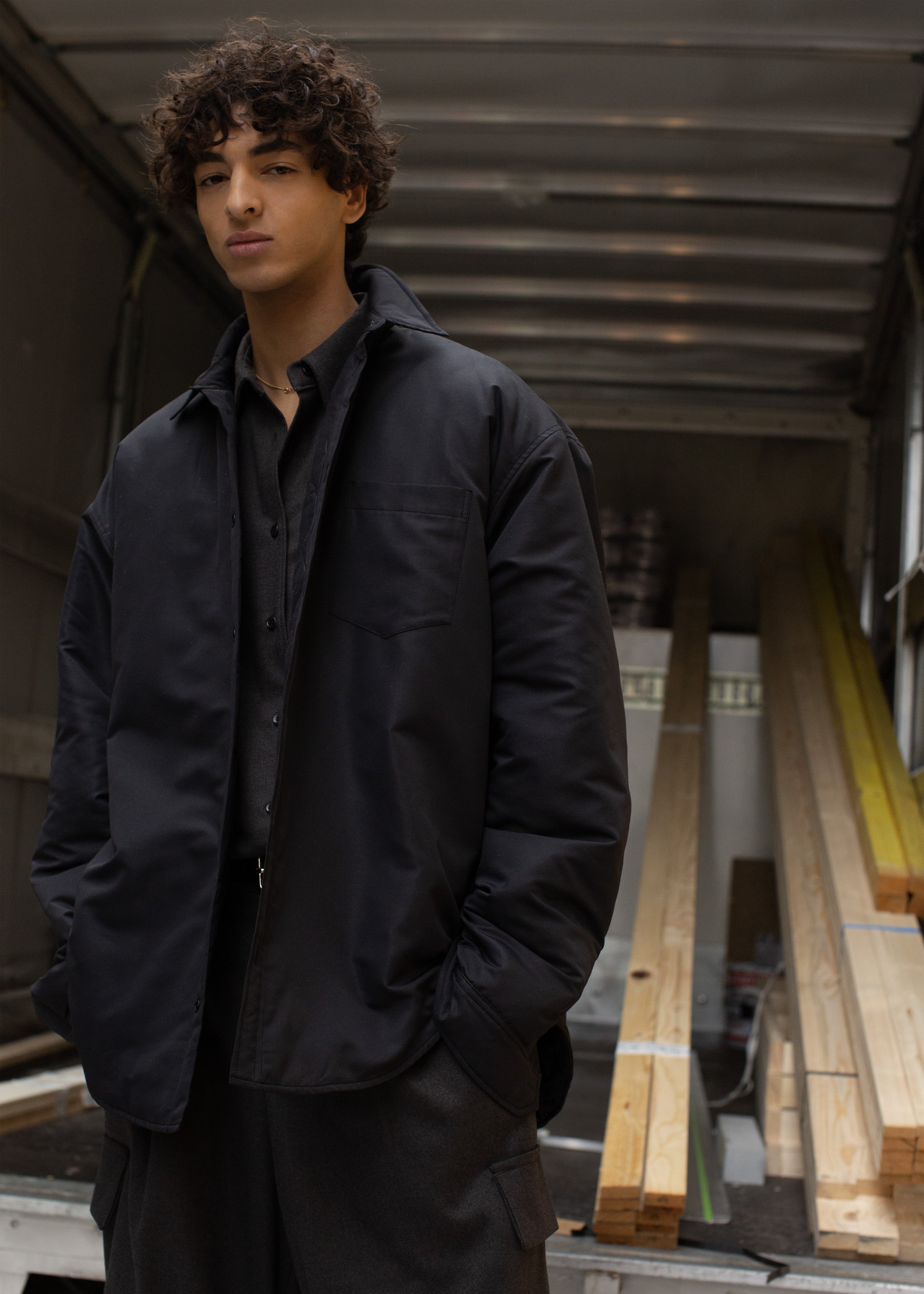 Dean Padded Shirt Jacket - Black