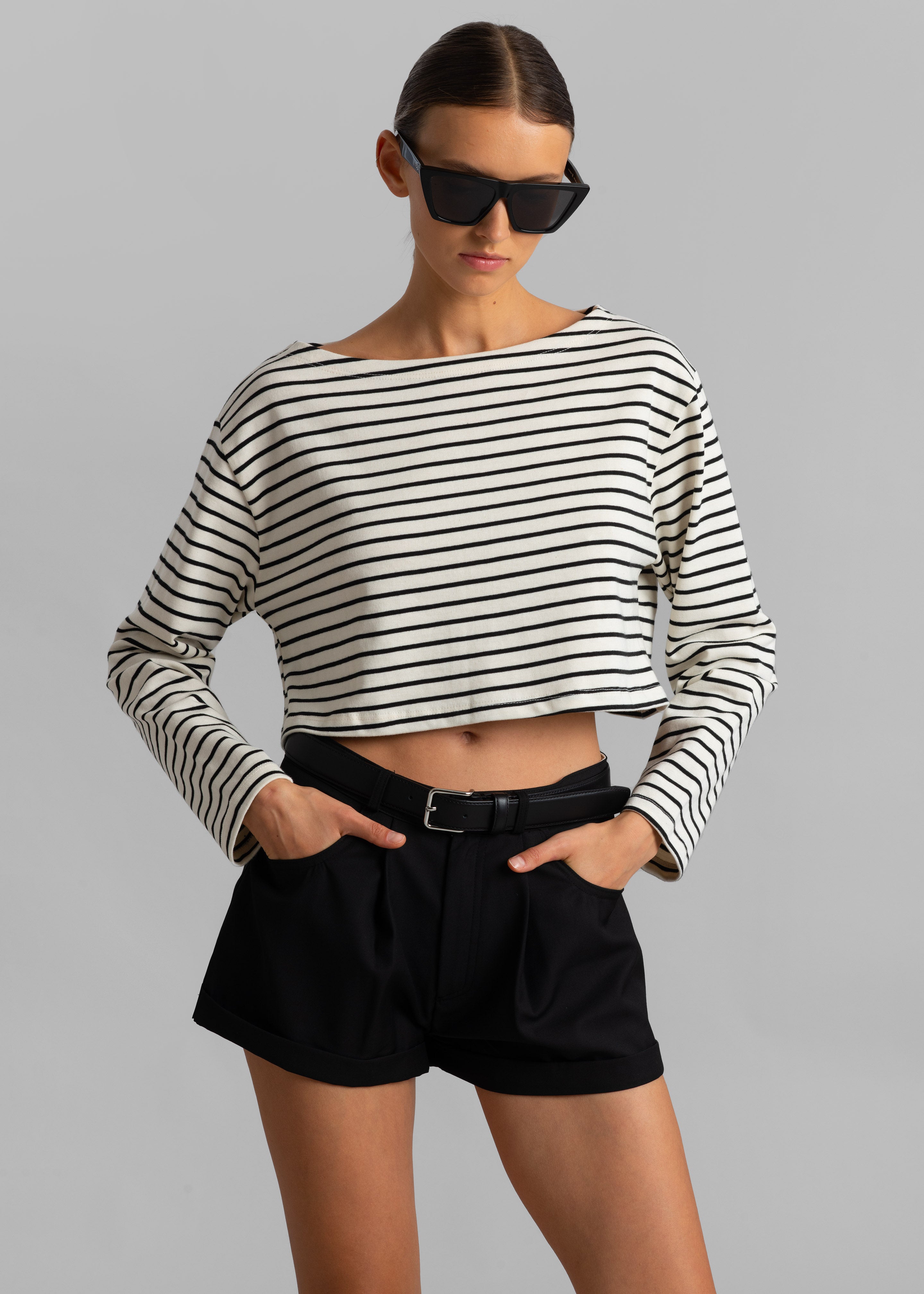 Tilla Boatneck Top - Black Stripe