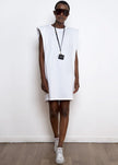 Tina Padded Shoulder Dress- White Dress The Frankie Shop 