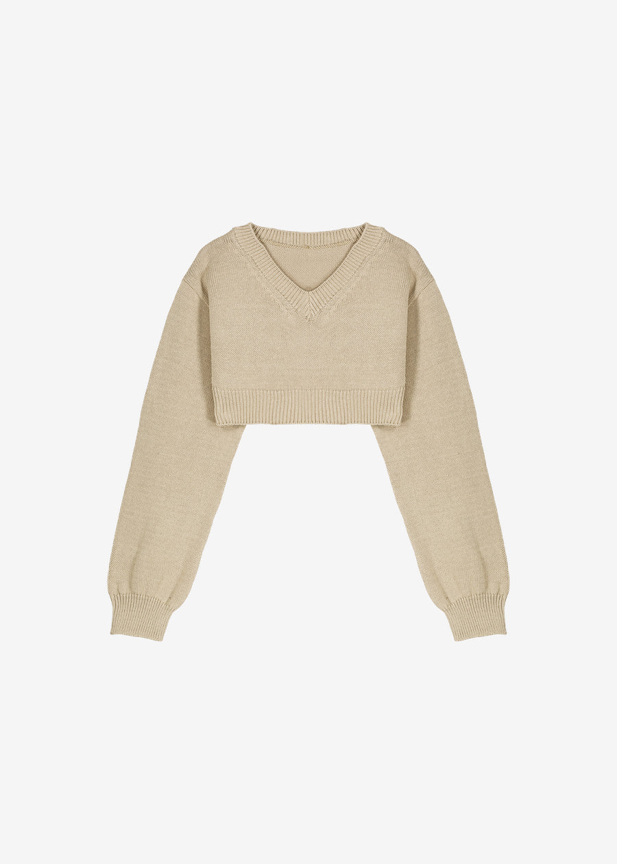 Titou Cropped Sweater - Taupe - 10