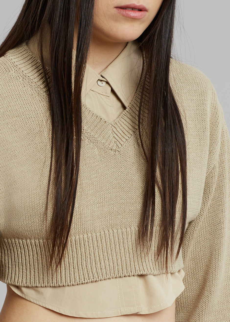 Titou Cropped Sweater - Taupe - 5