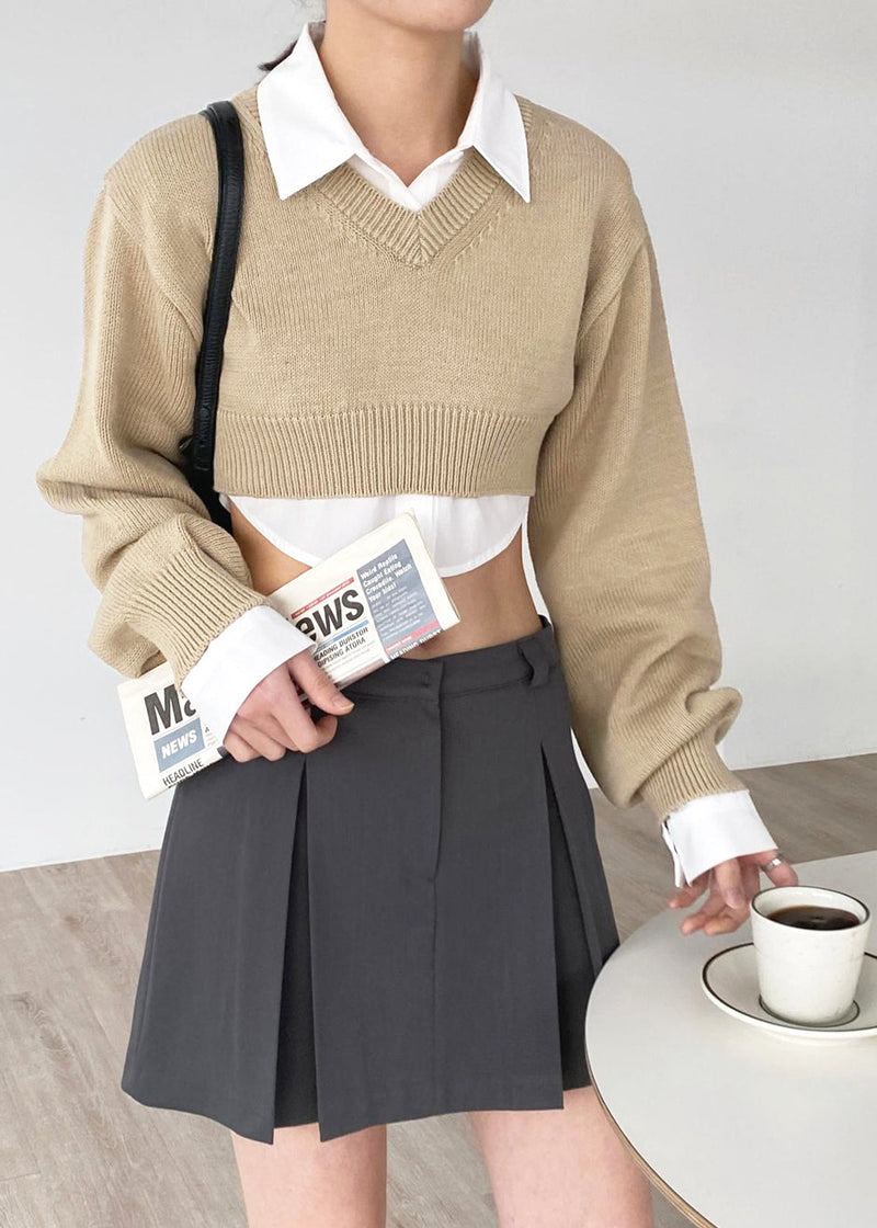 Titou Cropped Sweater - Taupe – The Frankie Shop