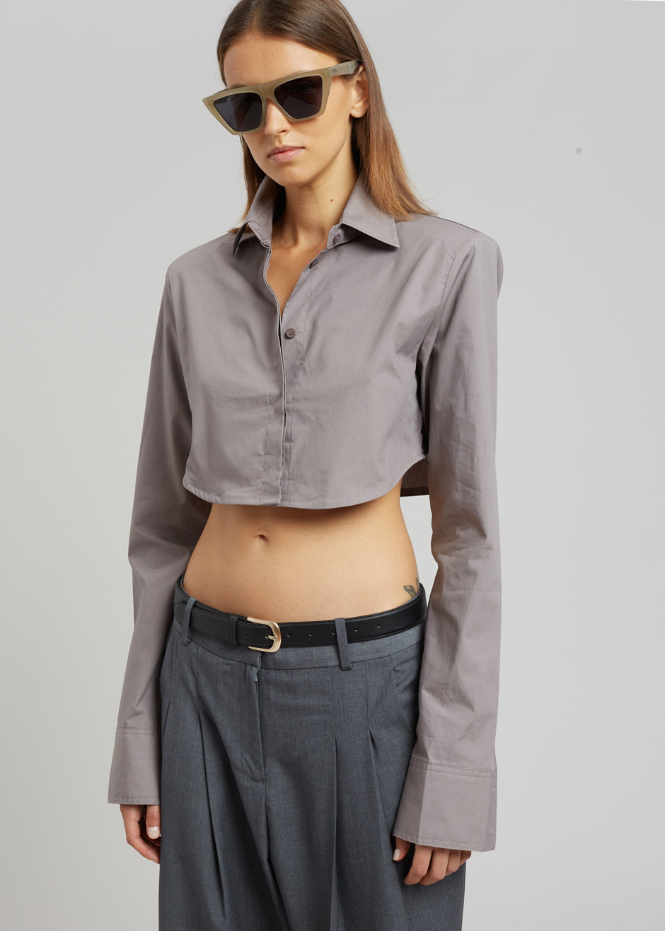 Uma Cropped Shirt - Grey - 3