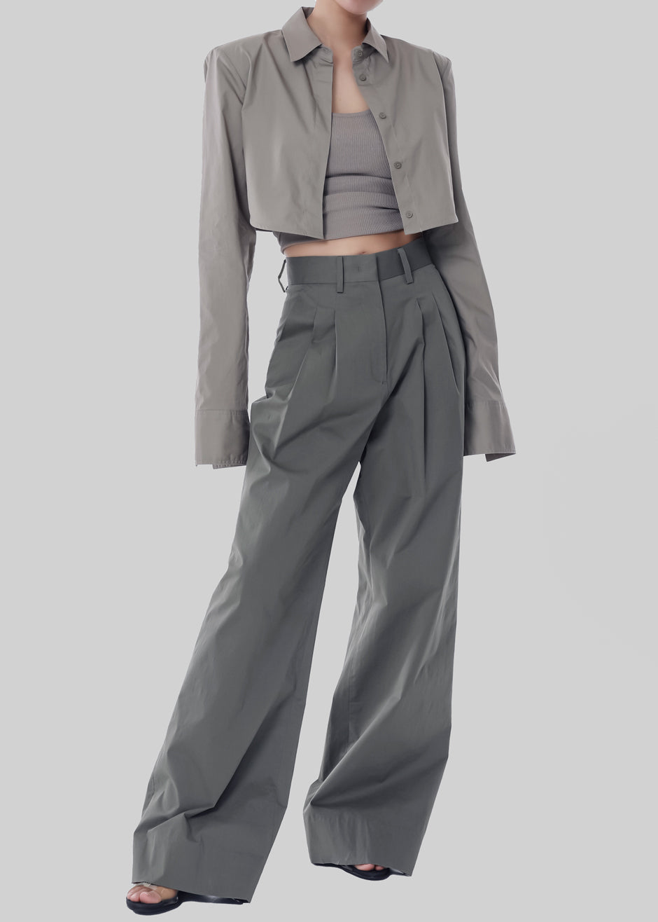 Uma Cropped Shirt - Grey - 14